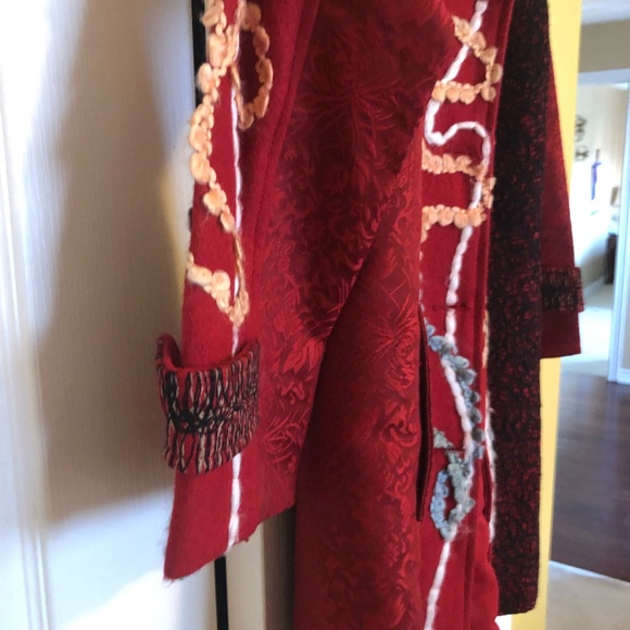 Red Jacket with Threading Designs, Size S - Picture 3 of 5